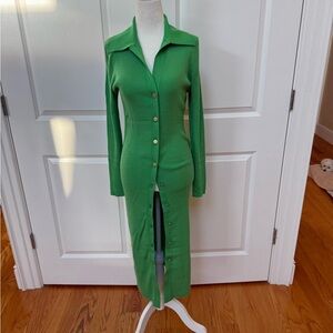 Long Green Wool Cardigan Sweater from Alice + Olivia